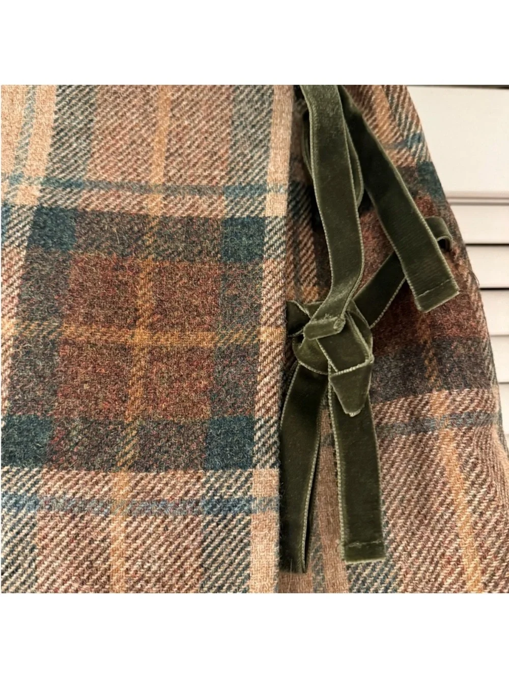 NWOT Sezane Opaline Plaid Mini Skirt in Olive and Brown size 2 XS